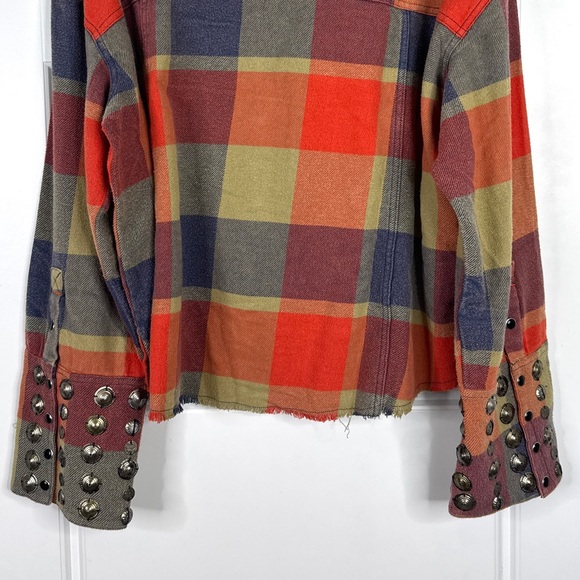 FREE PEOPLE Austin NEW Plaid Buttondown Size L Yellow Ochre Combo We The Free - Picture 11 of 15